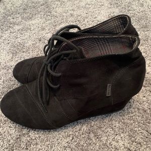 Black Suede Wedge Booties